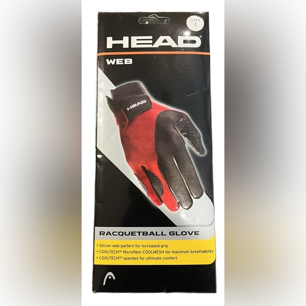 NEW HEAD Dynamic Red and Black Pickleball Racquetball Glove Large Left Hand
